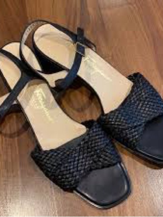Salvatore Ferragamo Shoes - Salvatore Ferragamo ~Woven Strap Black Women's Sandals with Ankle Buckle Size6.5